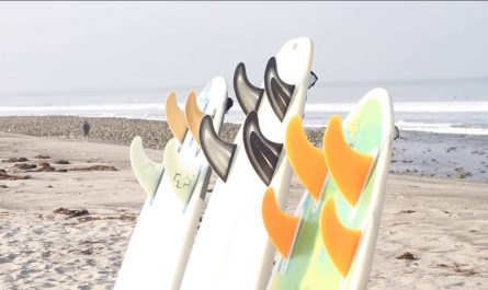 surfboards with colorful fins