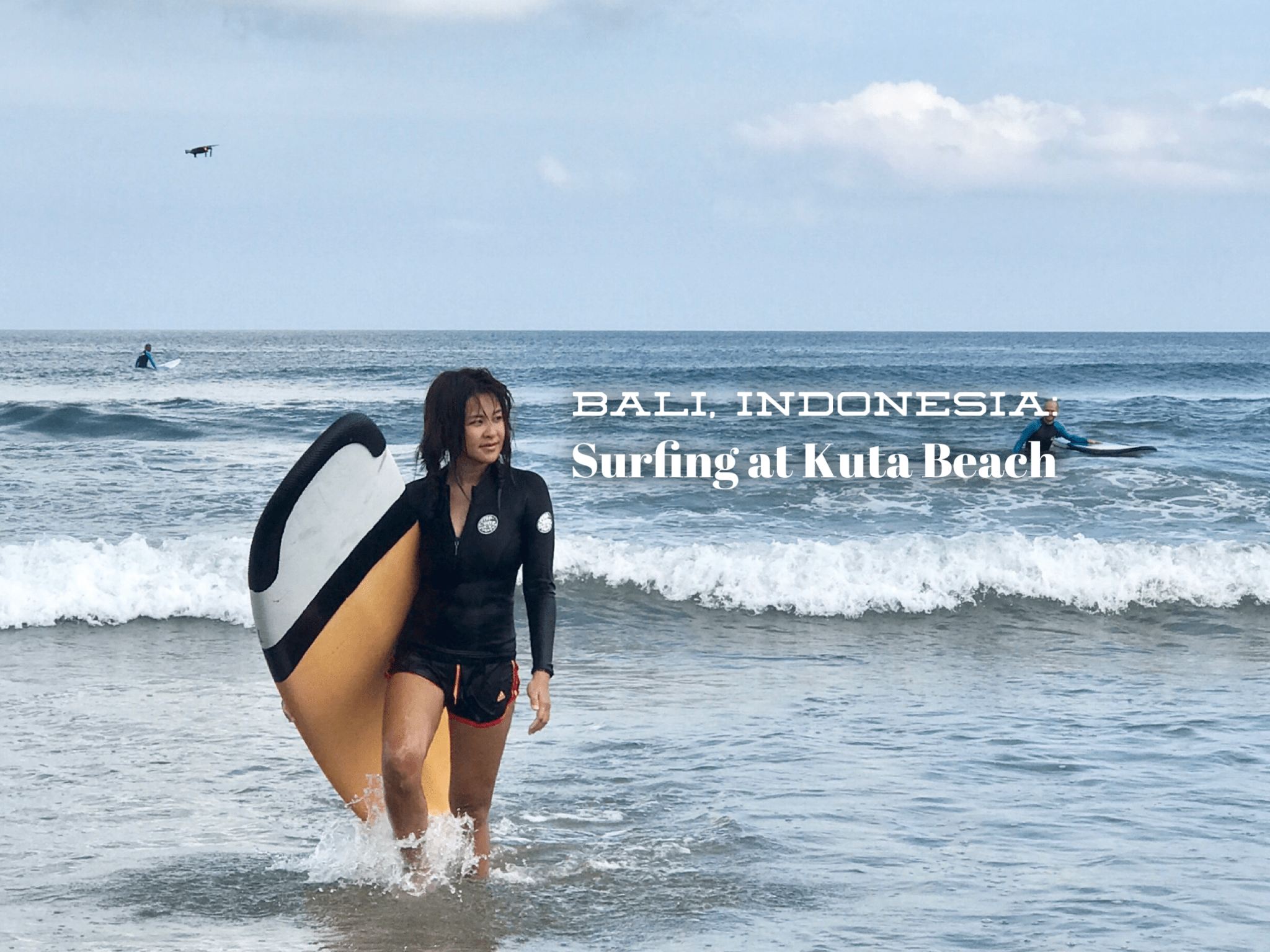 kuta beach and riding Stacey Snake Eyes Surfboard