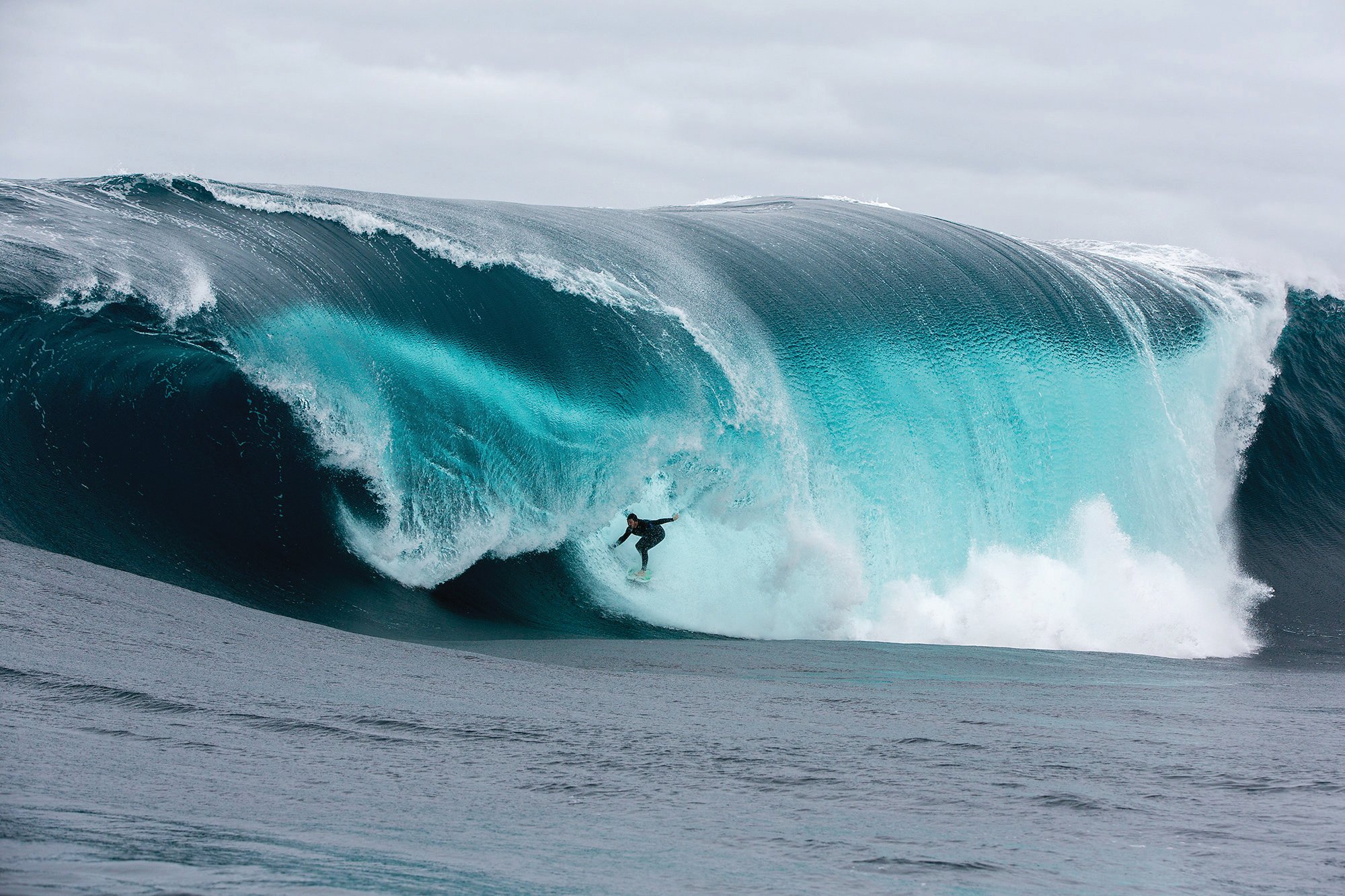 surfing on big wave