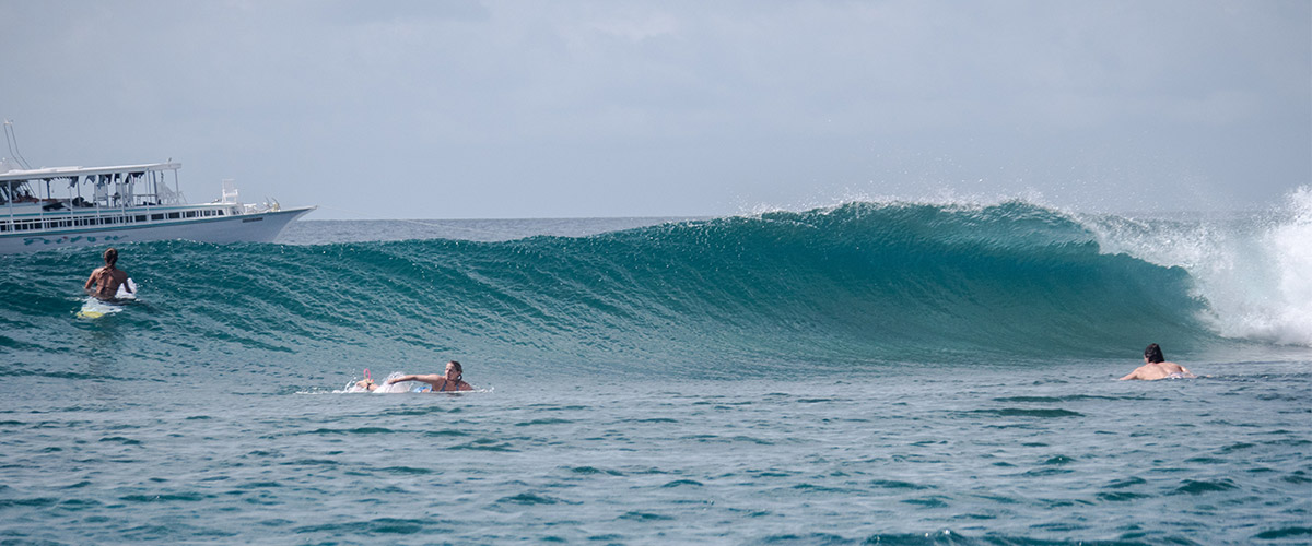 riding Firewire Nano surfboard on maldives