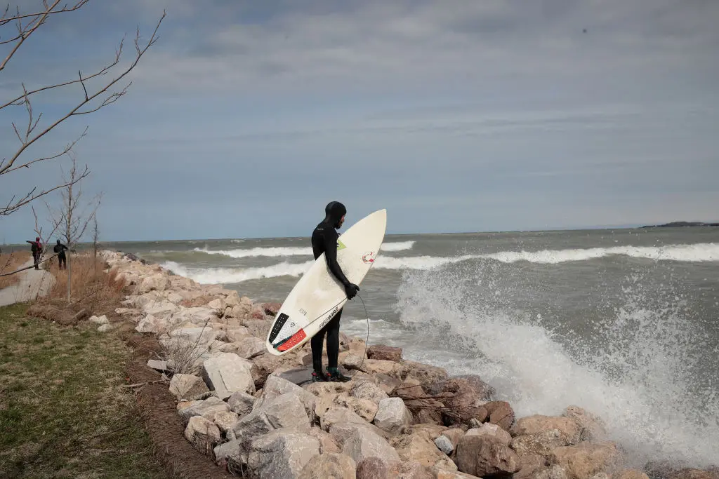 Surfing Lake Michigan