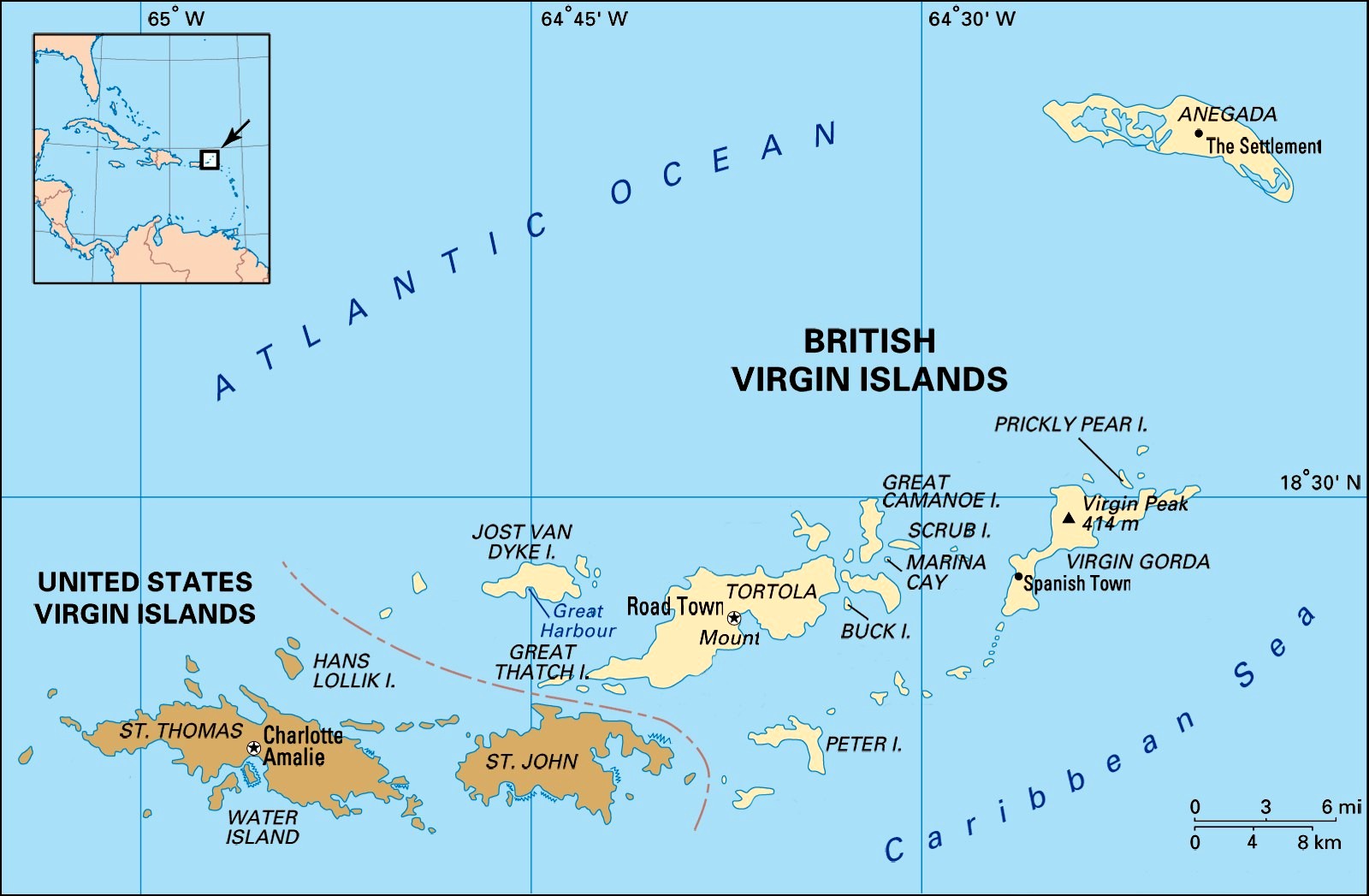 political-physical-map-British-Virgin-Islands
